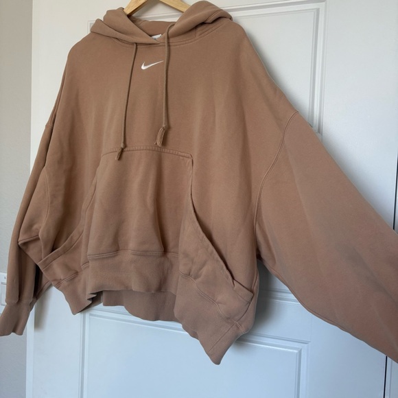 Nike Phoenix Fleece Cropped Hoodie Neutral Brown- Size Large - Picture 5 of 5